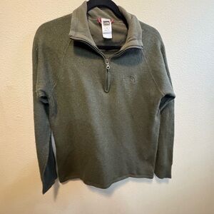 The North Face Men’s Olive Green 1/4 Zip Wool Blend Pullover – Medium (Slim Fit)